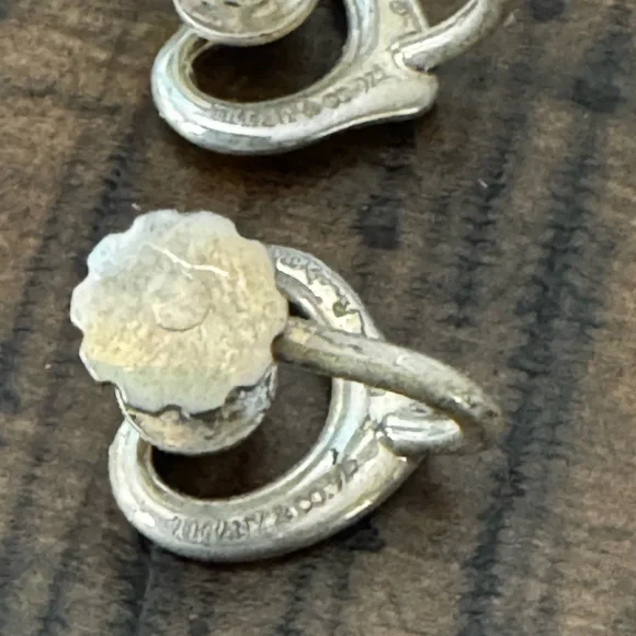 Authentic Tiffany & Co. Open Heart Earrings Crip-On Sterling Silver Elsa Peretti - Picture 7 of 7